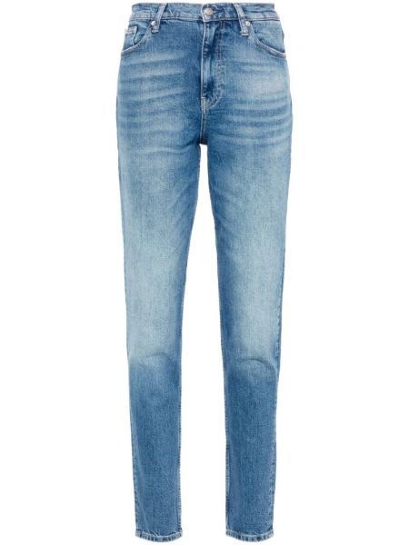 Korkea vyötärö stretch farkut Calvin Klein Jeans sininen