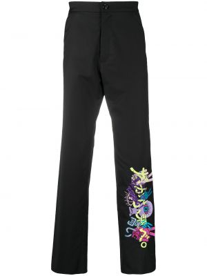 Pantalones rectos con bordado Duoltd negro