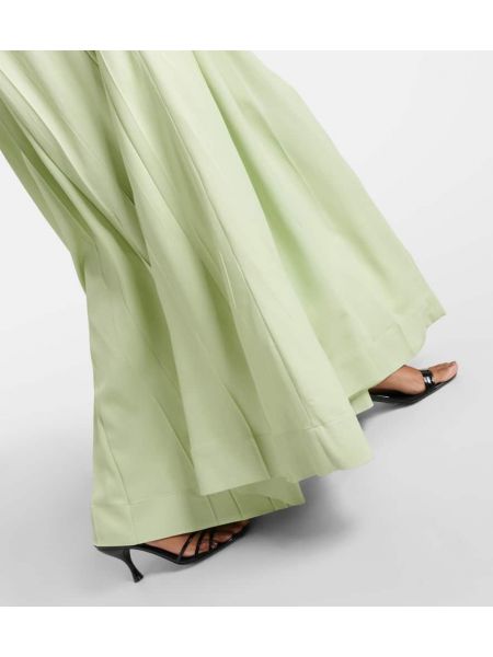 Plisované kožené dlouhé šaty z imitace kůže Ferragamo zelené