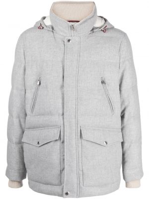 Kabát s kapucí Brunello Cucinelli šedý
