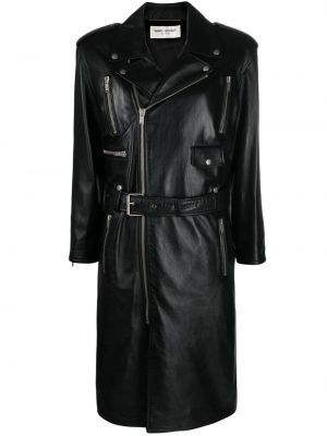 Δερμάτινο παλτό Saint Laurent μαύρο
