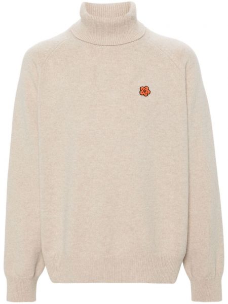 Pull en laine à fleurs Kenzo beige