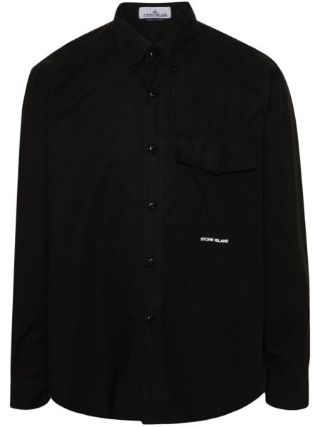 Βαμβακερό πουκάμισο με σχέδιο Stone Island μαύρο