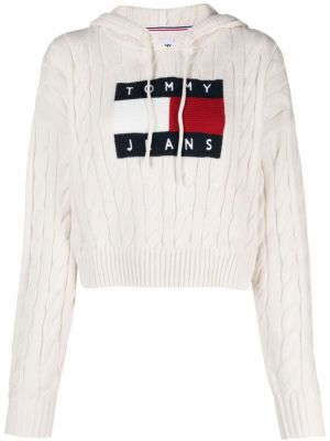 Μακρύ πουλόβερ με κέντημα Tommy Jeans λευκό