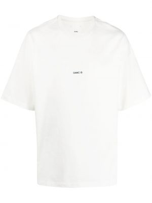 Bombažna majica z vezenjem Oamc bela