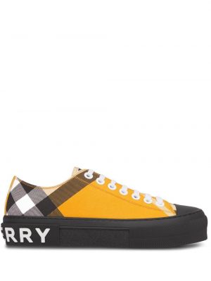 Sneakerși în carouri cu imagine Burberry galben