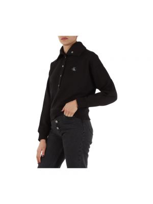 Sudadera de algodón con cuello alto Calvin Klein Jeans negro