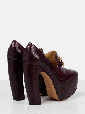 Кожени полуотворени обувки със змийски принт Bottega Veneta червено