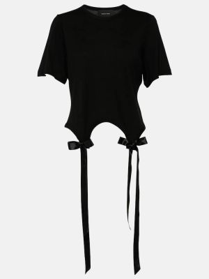 Pamučna majica s mašnom od jersey Simone Rocha crna