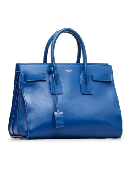 Bolso shopper de cuero Yves Saint Laurent Vintage azul