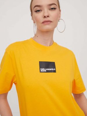 Koszulka bawełniana Karl Lagerfeld Jeans żółta