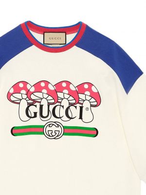 Bavlněné tričko s potiskem Gucci bílé