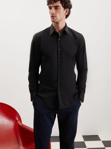 Bavlnená slim fit priliehavá košeľa Grimelange čierna