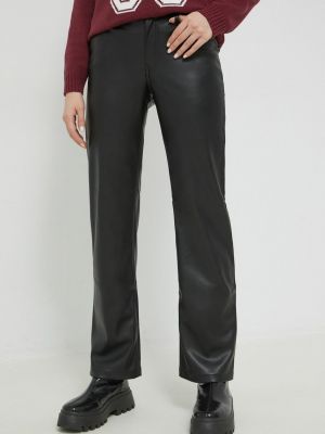 Jednobarevné kalhoty s vysokým pasem Hollister Co. černé