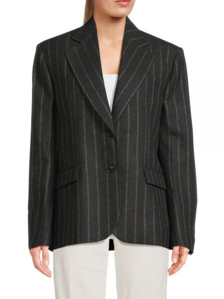 Шерстяной пиджак в полоску Versace серый