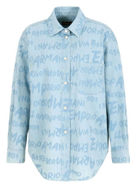 Джинсовая рубашка Emporio Armani голубая