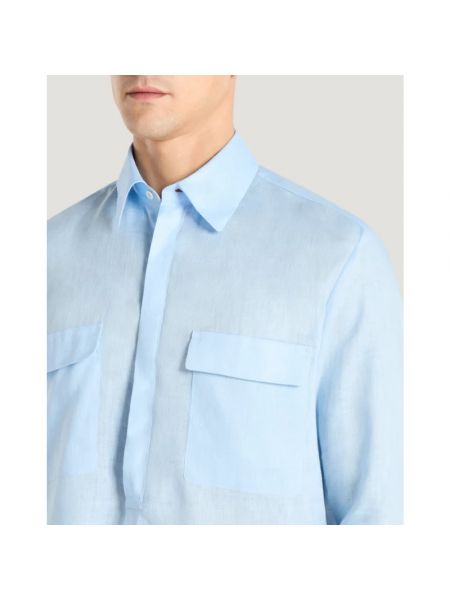 Camisa de lino Pt Torino azul