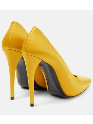 Сатенени полуотворени обувки Saint Laurent жълто