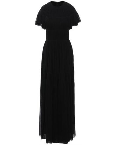 Шелковое расклешенное платье Chloé черное