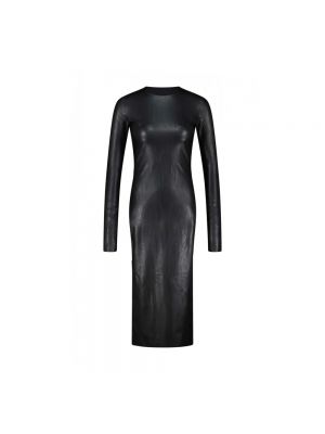 Sukienka długa skórzana Maison Margiela czarna