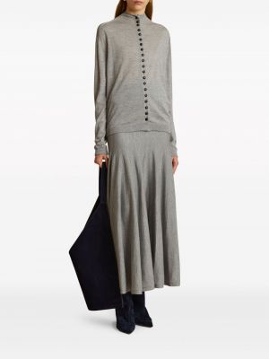 Pletené vlněné sukně Khaite šedé