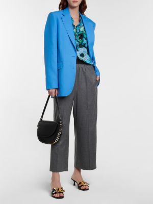 Bluză de mătase cu model floral Stella Mccartney albastru