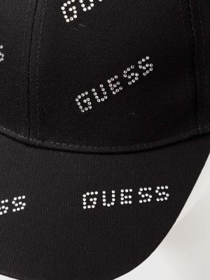 Bavlněná kšiltovka s aplikacemi Guess černá