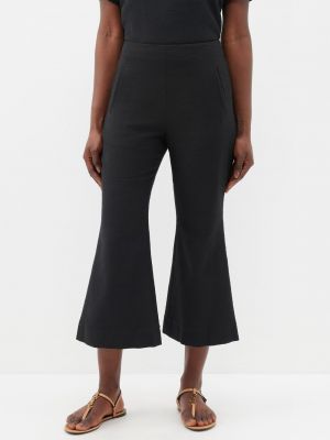 Расклешенные фактурные укороченные брюки из смесового хлопка Lisa Marie Fernandez черный