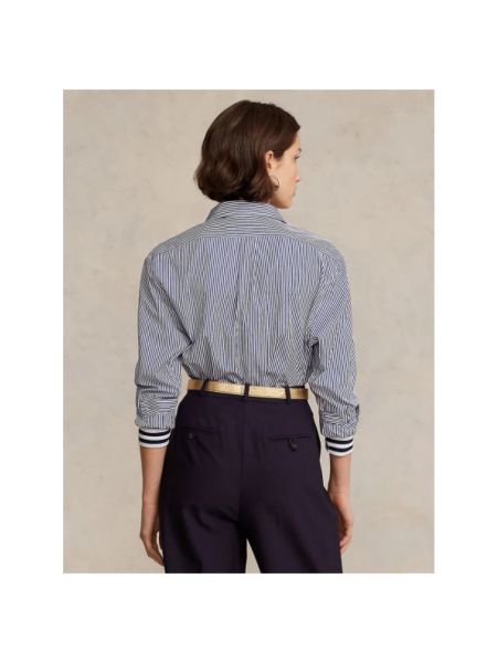 Camisa de algodón a rayas oversized Polo Ralph Lauren azul