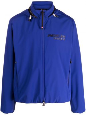 Jacke mit kapuze mit print Moncler Grenoble blau
