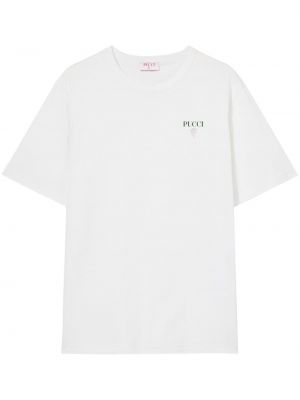 Koszulka bawełniana z nadrukiem Pucci biała