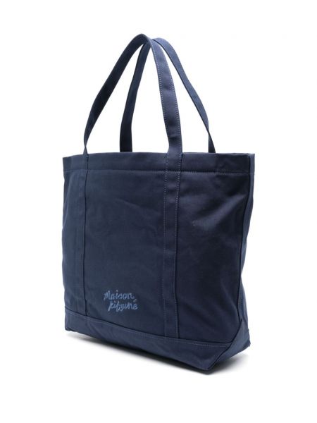 Shopper handtasche aus baumwoll Maison Kitsuné blau