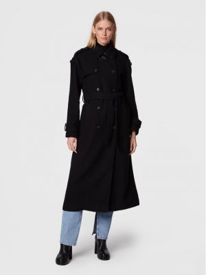 Vlnený priliehavý zimný kabát Birgitte Herskind čierna