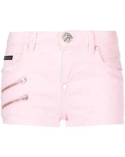 Байкерские джинсовые брюки Philipp Plein, розовые