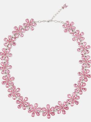Růžový křišťálový náhrdelník Amina Muaddi