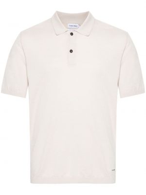 Megztas polo marškinėliai Calvin Klein smėlinė
