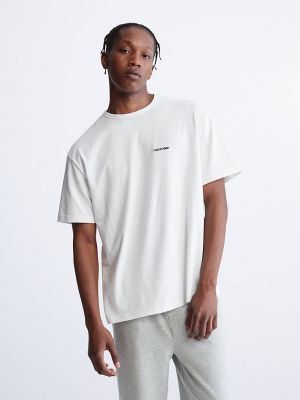 Хлопковая футболка с круглым вырезом Calvin Klein белая
