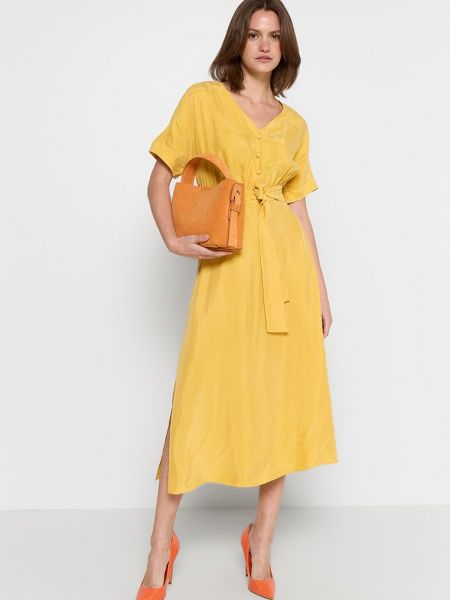 Sukienka długa Stefanel żółta