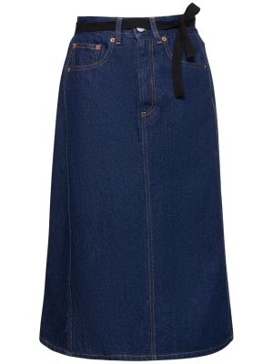 Spódnica jeansowa bawełniana asymetryczna Mm6 Maison Margiela niebieska