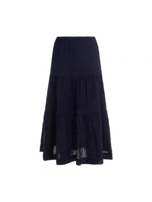 Falda midi con bordado de algodón de flores Chloé azul