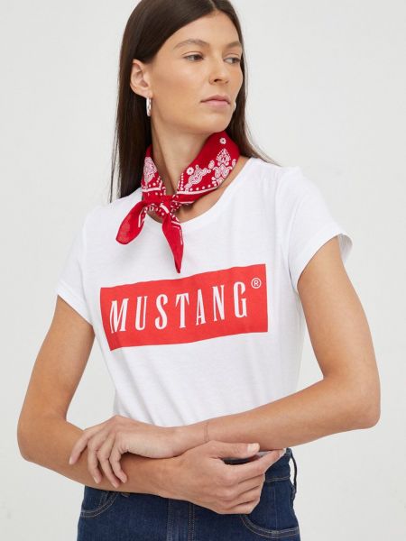 Памучна тениска Mustang бяло