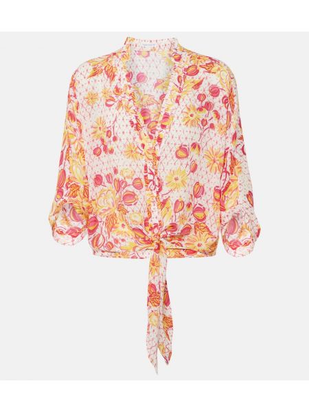 Košulja s cvjetnim printom Poupette St Barth ružičasta