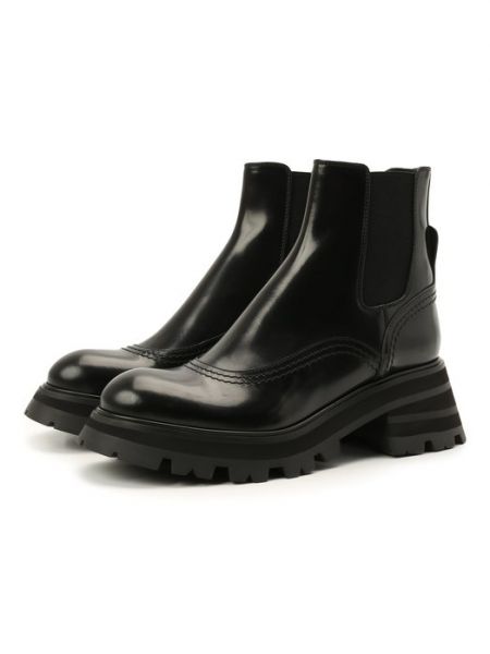 Черные кожаные ботинки Alexander Mcqueen