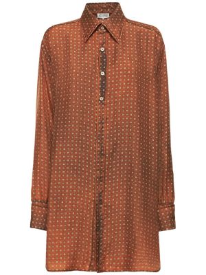 Копринена риза с принт Maison Margiela оранжево