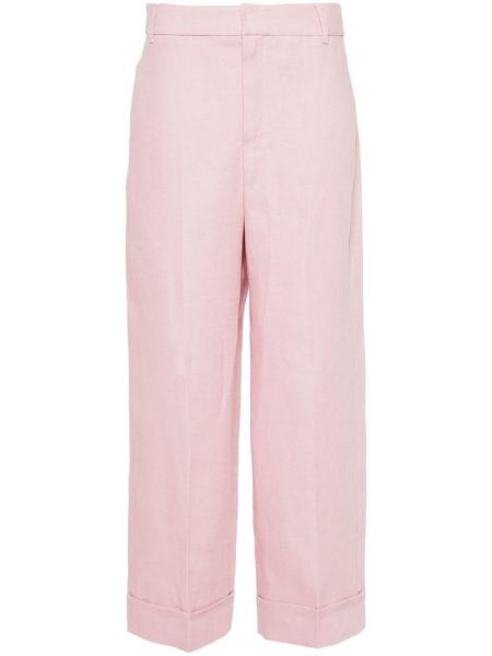 Lniane spodnie S Max Mara różowe