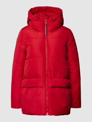 Pikowany płaszcz z kapturem Tommy Hilfiger czerwony