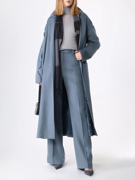 Кашемировое пальто Kiton голубое