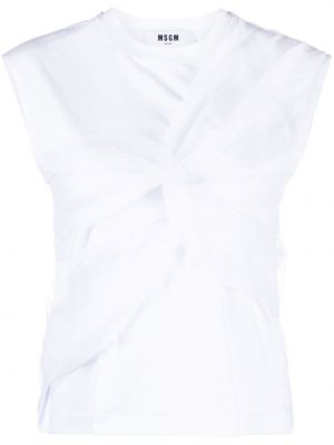 Koszulka bez rękawów bawełniana tiulowa Msgm biała