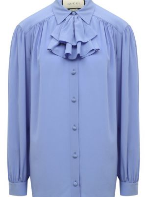Голубая шелковая блузка Gucci