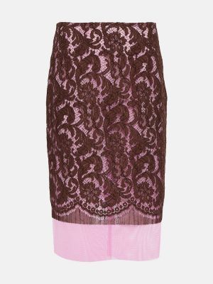 Midi φούστα με δαντέλα Dries Van Noten ροζ
